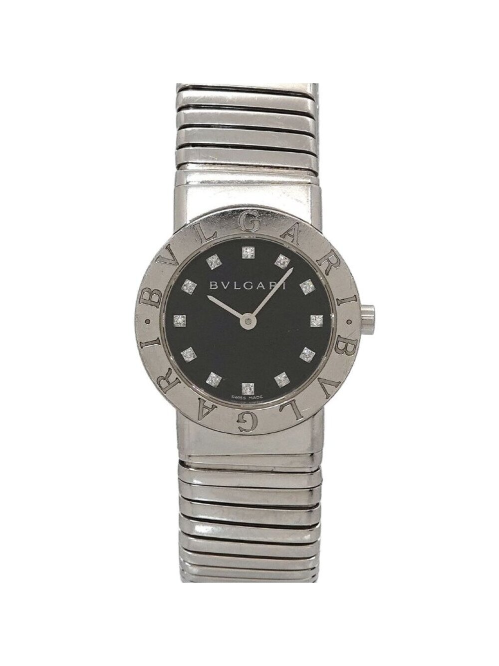 Bvlgari Tubogas Diamond Watch Black Quartz